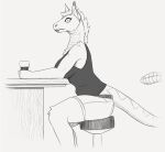  2021 anthro bethesda_softworks breasts canid canine canis clothed clothing coyote digital_media_(artwork) fallout female fingers fur hair hi_res hybrid mammal night_stalker_(fallout) non-mammal_breasts reptile scalie sitting snake solo tenynnart video_games 