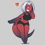  &lt;3 1:1 amphibian anthro bottomwear bra breasts chibi clothing conditional_dnp female hair hi_res looking_at_viewer navel nyx_(quin-nsfw) quin-nsfw salamander_(amphibian) shorts smile smiling_at_viewer solo sports_bra underwear white_hair 
