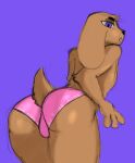  2021 anthro big_butt brown_body brown_fur brown_nose butt canid canine canis digital_drawing_(artwork) digital_media_(artwork) domestic_dog fur lazer001 male mammal purple_eyes simple_background solo thehoneybutter(character) thick_thighs wide_hips 