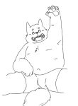  2021 anthro belly bulge canid canine canis clothing domestic_dog eyes_closed fugashi4090 humanoid_hands kemono male mammal monochrome navel overweight overweight_male simple_background sketch solo underwear white_background 