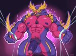  abs anthro balls big_muscles capcom fanged_wyvern genitals hi_res huge_muscles magnamalo male monster_hunter muscular muscular_male nipples nude pecs penis pink_body pubes purple_body scalie solo video_games wani_panic 