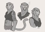  2021 abs anthro biceps breasts clothed clothing crop_top digital_media_(artwork) female fully_clothed haplorhine looking_at_viewer mammal midriff monkey muscular muscular_female open_mouth primate shirt solo tank_top tattoo teeth tenynnart tongue topwear 