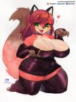  &lt;3 absurd_res anthro big_breasts biped breasts canid canine choker cleavage clothed clothing female fox fur gloves hair handwear hi_res huge_breasts jewelry kneeling legwear looking_at_viewer mammal murazaki necklace open_mouth painting_(artwork) short_stack simple_background smile solo thick_thighs thigh_highs traditional_media_(artwork) watercolor_(artwork) white_background wide_hips 
