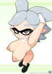  &lt;3 &lt;3_eyes animal_humanoid areola beauty_mark big_breasts black_clothing black_footwear breast_focus breasts cephalopod cephalopod_humanoid clothing domino_mask female footwear footwear_only grey_hair hair hands_behind_head hi_res huge_breasts humanoid humanoid_pointy_ears inkling marie_(splatoon) marine marine_humanoid mask mollusk mollusk_humanoid mostly_nude multicolored_clothing multicolored_footwear multicolored_shoes nintendo nipples pseudo_hair shoes shoes_only signature smile solo splatoon subscribestar supersegasonicss tentacle_hair tentacles top_heavy video_games 