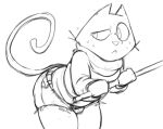  anthro big_butt bottomwear butt clothing confusion domestic_cat face_squish felid feline felis hotpants jitters_(hightail) male mammal monochrome overweight shorts sirkayenne slightly_chubby solo squish thick_thighs thigh_squish 