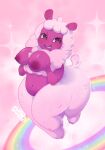  &lt;3 big_breasts breasts camelid centaurworld female fur hi_res hissmiss holding_breast llama mammal nipples pink_body pink_fur signature solo taur wammawink 