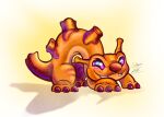  2021 absurd_res alien blush brown_nose cute_fangs digital_drawing_(artwork) digital_media_(artwork) disney experiment_(lilo_and_stitch) feral hi_res lilo_and_stitch looking_at_viewer no_sclera orange_body purple_eyes shayminadesigns signature smile solo yang_(lilo_and_stitch) 