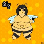  1:1 anthro arthropod bee black_body black_fur black_hair black_stripes breasts dimsun eyelashes featureless_breasts featureless_crotch female fur hair hymenopteran insect lily_(dimsun) looking_at_viewer short_stack simple_eyes solo striped_body striped_fur stripes yellow_body yellow_fur yellow_stripes 