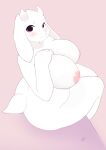  2019 absurd_res anthro big_breasts blush boss_monster bovid breasts caprine female fur hi_res high-angle_view horn looking_up mammal nipples sitting slightly_chubby smile solo toriel undertale video_games voicedbarley white_body white_fur 