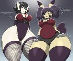 absurd_res anthro blep breasts cleavage clothed clothing dialogue duo english_text female gardevoir goth hi_res jhenightfox nintendo nipple_outline pikachu pok&eacute;mon pok&eacute;mon_(species) text thick_thighs tongue tongue_out video_games wide_hips 