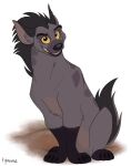  2021 black_body black_claws black_fur claws digital_drawing_(artwork) digital_media_(artwork) disney feral fur grey_body grey_fur hi_res hyaenid janja leg_markings looking_at_viewer mammal markings notched_ear quadruped signature simple_background socks_(marking) solo spots spotted_hyena the_lion_guard the_lion_king toe_claws tymime white_background yellow_sclera 