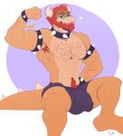  absurd_res ahzi anthro armpit_hair beard big_bulge big_muscles body_hair bowser bowser_day bulge chest_hair clothing facial_hair flexing flexing_bicep happy_trail hi_res horn huge_bulge huge_muscles koopa male mario_bros muscular muscular_male nintendo reuben_jaguar scalie solo underwear video_games 