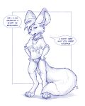  2021 4:5 alternate_species anthro blue_and_white bottomless breasts canid canine clothed clothing crossgender dialogue dipstick_tail english_text female fennec flinters flinters_(character) fluffy fluffy_tail fox fur genitals hair half-closed_eyes hi_res mammal monochrome multicolored_tail narrowed_eyes pussy scarf shirt solo text topwear whiskers 