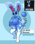  2021 aliasing anthro azumarill big_breasts big_nipples blue_body breasts bubble curvy_figure digital_drawing_(artwork) digital_media_(artwork) female fusion huge_breasts lagomorph long_ears looking_at_viewer lopunny mammal marine mdjoe nintendo nipples nude pok&eacute;dex pok&eacute;mon pok&eacute;mon_(species) pok&eacute;mon_fusion signature simple_background smile smirk solo text thick_thighs video_games wide_hips 