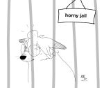  american_beaver(artist) bonk_(meme) canid canine cheems dogelore english_text fox go_to_horny_jail hi_res horny_jail mammal meme monochrome nicolass simple_background text 