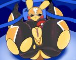  2021 anthro anus big_breasts big_butt bodily_fluids breasts butt clothing cosplay_pikachu_(costume) female genitals huge_butt huge_thighs kirbot12 nintendo pikachu pikachu_libre pok&eacute;mon pok&eacute;mon_(species) pussy short_stack solo stuck sweat thick_thighs torn_clothing video_games wide_hips 