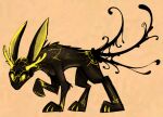  2021 antlers cthulhu_mythos deity eldritch_horror feral glowing glowing_eyes great_old_one_(h.p._lovecraft) h.p._lovecraft hastur_the_king_in_yellow_(h.p._lovecraft) horn lagomorph leporid lovecraftian_(genre) male mammal monster parsnip_(game) parsnip_bunner paws rabbit reference_image solo soulcentinel tentacle_monster tentacles 