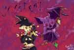  abstract_background animate_inanimate anthro canid canine chiropteran duo dynamitegrizzly_(artist) female fennec fox hi_res living_clothing living_plushie magic_user mammal nilla_bee_(dynamitegrizzly) plushie witch 