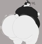  anthro big_butt black_clothing black_hair black_hoodie black_topwear blush bottomless bubble_butt butt clothed clothing doomer_(meme) doomer_bear fur grey_background hair hi_res hoodie huge_butt hyper hyper_butt male mammal megacoolbear_(artist) obese obese_anthro obese_male overweight overweight_anthro overweight_male simple_background solo thick_thighs topwear ursid white_body white_fur 