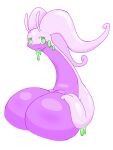  3:4 anthro big_breasts breast_squish breasts bust_portrait embarrassed featureless_breasts female goodra hand_on_breast hi_res huge_breasts looking_at_viewer nintendo nude omenyanozero pok&eacute;mon pok&eacute;mon_(species) portrait simple_background smile solo squish video_games white_background 