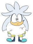  2021 3:4 black_eyes black_nose chibi clothing cotton eulipotyphlan fluffy footwear gloves grey_body handwear hedgehog louie-mania male mammal sega shoes silver_the_hedgehog simple_background solo sonic_the_hedgehog_(series) tan_body white_background 