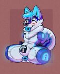 absurd_res amputee animate_inanimate anthro anus blue_body blue_eyes blush canid canine canis chastity_device dascarl disability domestic_dog handles_on_hips hi_res husky inflatable living_inflatable male mammal nordic_sled_dog null_bulge penetrable_sex_toy quadruple_amputee sex_toy sex_toy_transformation solo spitz white_body 