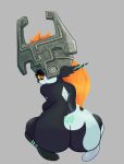  2021 armor big_butt blonde_hair butt female grey_background hair headgear headgear_only helmet helmet_only hi_res humanoid humanoid_pointy_ears looking_at_viewer looking_back looking_back_at_viewer midna nebssik nintendo not_furry rear_view red_eyes simple_background smile solo the_legend_of_zelda twili twilight_princess video_games wide_hips yellow_sclera 