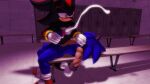  16:9 3d_(artwork) absurd_res arms_tied balls bodily_fluids bound covering covering_mouth cum cumshot digital_media_(artwork) duo ejaculation erection genital_fluids genitals handjob hi_res locker_room male male/male penile penis restrained sega sex shadow_the_hedgehog sonic_the_hedgehog sonic_the_hedgehog_(series) sonicthebitch source_filmmaker widescreen 