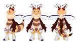  2_antennae antennae_(anatomy) anthro arthropod bee black_sclera brown_body brown_tail character_name cheek_tuft cybernetics facial_tuft front_view fur hi_res hymenopteran hypernoxic i.v._(ivycomb) insect insect_wings looking_at_viewer machine model_sheet multiple_images neck_tuft pink_cheeks rear_view simple_background solo standing stinger striped_body striped_tail stripes tuft white_eyes wings yellow_body yellow_fur 
