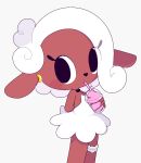  accessory anthro blush bovid caprine clothed clothing dessert dress ear_piercing female food fur garter ice_cream lana_(pulp) looking_at_viewer mammal piercing pulp_(artist) sheep simple_background solo wool_(fur) 