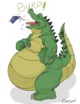  abdominal_bulge after_vore ambiguous_gender belly big_belly burping burping_up_items canson claws crocodile crocodilian crocodylid duo feral green_body green_skin male reptile scalie simple_background vore white_background yellow_belly yellow_body yellow_skin 