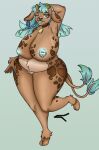  anthro belly_overhang bourbon0 bovid bovine digitigrade female genitals love_handles mammal nipples nude pussy solo thick_thighs 