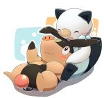  2019 3_toes ambiguous_gender blush duo eyes_closed feet hi_res lying nintendo on_back open_mouth open_smile oshawott pok&eacute;mon pok&eacute;mon_(species) simple_background sitting smile tatu_wani_(artist) tepig toes video_games 