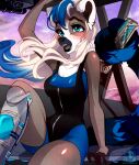  2021 anthro black_nose breasts clothed clothing digital_media_(artwork) female hair lemur leotard mammal open_mouth pacevanrign primate sitting strepsirrhine teeth tongue 