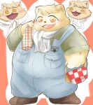  anthro blush boron_brioche clothing cyberconnect2 domestic_cat felid feline felineko felis fuga:_melodies_of_steel fur hi_res little_tail_bronx male mammal overalls overweight overweight_male scarf solo video_games white_body white_fur yellow_eyes zdubian528 