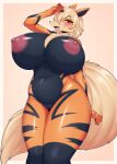  2021 absurd_res anthro arcanine areola big_breasts blush breasts curvy_figure digital_media_(artwork) female fingers genitals hair hi_res huge_breasts kasumi_(garasaki) looking_at_viewer nintendo nipples nude open_mouth pok&eacute;mon pok&eacute;mon_(species) pussy simple_background solo tailzkim thick_thighs video_games voluptuous wide_hips 