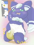  anthro being_watched blush bodily_fluids breath diaper drooling duo female genital_fluids hand_on_diaper hi_res japanese_text leaking_urine looking_at_another male meowstic narrowed_eyes nintendo open_mouth peeking pok&eacute;mon pok&eacute;mon_(species) relief saliva solo_focus text tomukemono touching_diaper urine urine_on_legs urine_stream video_games voyeur watersports wet_diaper wetting wetting_diaper 