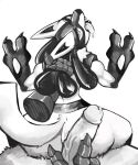  5:6 ambiguous_gender anthro avian blaziken canid canine darkluxia duo first_person_view genitals hi_res imminent_sex looking_back lucario male male/ambiguous mammal nintendo on_lap penis pok&eacute;mon pok&eacute;mon_(species) solo_focus tongue video_games 