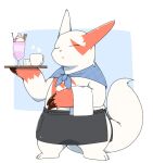  2019 ambiguous_gender beverage claws cup dessert eyes_closed food fur hi_res ice_cream nintendo pok&eacute;mon pok&eacute;mon_(species) red_body red_fur solo tatu_wani_(artist) video_games white_body white_fur zangoose 