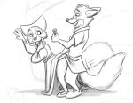  2021 all_fours anthro blush canid canine canon_couple clothed clothed_sex clothing disney doggystyle dress duo fangs female footwear fox from_behind_position hi_res looking_back looking_down maid_marian male male/female mammal monochrome motion_lines open_mouth proposal ring robin_hood robin_hood_(disney) sex shoes simple_background the_giant_hamster tongue tunic white_background 