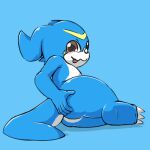  1:1 ambiguous_gender bandai_namco blue_body blue_skin butt digimon digimon_(species) looking_at_viewer low_res markings nion_bubble presenting presenting_hindquarters scalie smile solo thick_thighs tongue tongue_out veemon yellow_markings 
