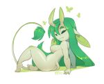  abstract_background breasts curvy_figure eyes_always_closed eyes_closed female green_body green_hair green_skin hair hi_res horn horned_humanoid huffslove humanoid humanoid_pointy_ears imp long_ears long_hair long_tail lupa_(huffslove) not_furry nude pale_skin rain_imp short_stack sitting solo tail_tuft thick_thighs tuft wide_hips 