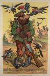  1904 20th_century absurd_res ambiguous_gender ancient_furry_art anthro armor avian bayonet beak bird bite black_beak black_body black_feathers bolt_action boots bottomwear brown_bear brown_body brown_fur character_name china claws clothed clothing corvid corvus_(genus) crow english_text eyes_closed feathered_wings feathers fence feral fez flying footwear fully_clothed fur furniture germany green_clothing green_topwear group hat headgear headwear helmet hi_res holding_rifle japan john_pughe knife laugh male mammal military_cap neck_tuft no_sclera nude on_one_leg open_beak open_mouth oscine ottoman outside pants passerine personification plant political_cartoon politics propaganda red_bottomwear red_clothing red_pants russia scarecrow sitting_on_head soldier standing straw text toe_claws tongue top_hat topwear traditional_media_(artwork) tree tuft union_jack united_kingdom ursid ursine vest warrior weapon wings yellow_eyes 