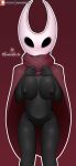  2021 animal_humanoid arthropod arthropod_humanoid blush breasts cloak_only clothed clothing clothing_lift complex_vortex dark_body fecharis female genitals hi_res hollow_knight hornet_(hollow_knight) humanoid mask navel nipples no_underwear pussy signature simple_background simple_eyes solo team_cherry video_games 
