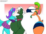  anthro blush breasts canid canine chris_t._snuggleskunk cjshadorunner female fox group hair inflation lagomorph leporid male mammal mephitid rabbit skunk 