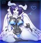  anthro arthropod big_breasts blue_eyes bra breasts clothing digital_media_(artwork) female hair hi_res insect leonifa lepidopteran looking_at_viewer mammal mostly_nude moth one_eye_closed open_mouth panties pubes simple_background smile solo tongue tongue_out underwear white_body wings wink 