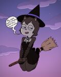  absurd_res anthro broom broom_riding cartoon_network cleaning_tool clothing female ghostlydoodles hat headgear headwear hedgehog_(sci) hi_res magic_user pentagram solo spookayryder straddling summer_camp_island witch witch_costume witch_hat witchcraft 