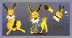  4_toes absurd_res animal_genitalia animal_penis balls bodily_fluids canid canine canine_penis canis clothed clothing digital_media_(artwork) eeveelution english_text erection fan_character feet feral fur genital_fluids genitals hi_res jolteon knot looking_at_viewer male mammal nintendo nude paws penis pok&eacute;mon pok&eacute;mon_(species) redeye simple_background smile solo text toes topwear video_games yellow_body yellow_fur 