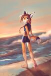  2021 anthro beach braided_hair brown_eyes butt_pose canid canine day detailed_background digital_media_(artwork) eyebrows eyelashes fox girly hair hi_res hihikori male mammal outside pose seaside shoreline sky solo water 