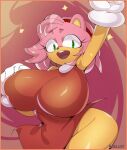  amy_rose anthro big_breasts breasts clothed clothing eulipotyphlan female hair hedgehog hi_res huge_breasts mammal negullust no_underwear open_mouth open_smile pink_hair sega smile solo sonic_the_hedgehog_(series) 